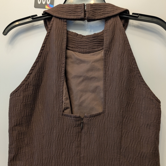 Milly of New York Brown Textured Halter Double Breasted Mini Dress Size 2 - Picture 9 of 14
